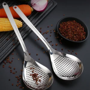 ✦ Stainless Steel Strainer Spoon Skimmer Slotted Spoon Pepper Strainer Kitchen Colander SpaghettiDrain Spoon Food Filtration