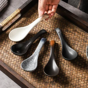 Creative Ceramic Soup Spoon Japanese Tableware Soup Spoon, Eating Spoon, Kitchen Cooking Kitchen Cooking Utensils and Tools