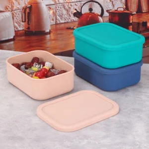 YONG HAO Silicone Bento Box Rectangle Leak-Proof Lunch Container Microwave Safe Portable BPA-Free Food Storage Kitchen Tools