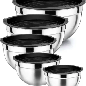 The Mixing Bowl 5-Piece Set, Stainless Steel Nested Bowls, Used in Restaurants and Hotels, Dishwasher Safety