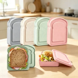 1/4pcs Reusable Bento Sandwich Box with Lid Portable Food Storage Box for School Outdoor Picnic Kitchen Sealed Container