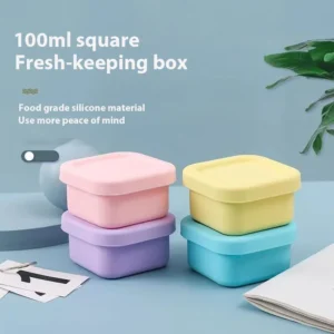 New Soft Silicone Ice Cube Mold Leak-proof with Lid Sauce Box Sealed Food Containers Children's Bento Box for Outdoor Travel
