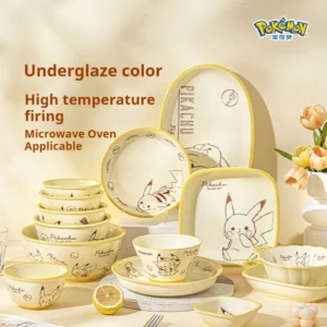 Pokemon Officially Licensed Ceramic Tableware Set Bone China Plates Dinner Sets Microwave Safe Dinnerware Set for Home Bowl Set