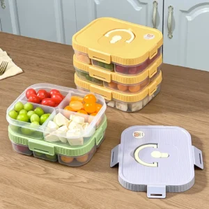 Portable Leak-proof Lunch Container Microwave Heatable Large Capacity Plastic Divided Lunch Box With Handle For Kids Students