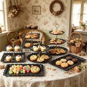 6pcs Premium Cake Stands and Dessert Plates, Tiered Cake Stand, Snack Trays, Dessert and Cake Plates, Suitable for Home and Hote