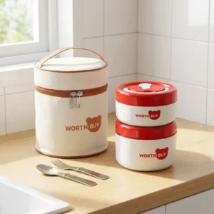 Cute Round Thermal Bento Box Portable Sealed Leak-proof 304 Stainless Steel Insulated Lunch Box For Kids Students Microwave Safe