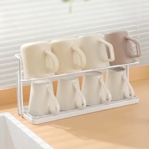 1pc Double-layer Cup Holder Kitchen Water Cup Drain rack Desktop Cup Storage Rack Cups Shelf Cup Set Holder