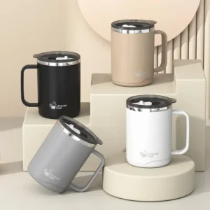 WORTHBUY 304 Stainless Steel Double Wall Insulated Coffee Mug With Handle Portable Sealed Water Cup Large Capacity Drinking Cup