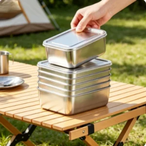 6 Pack Stackable Stainless Steel Food Containers, Leakproof Airtight Reusable Lunch Boxes for School Picnic Outdoor Use