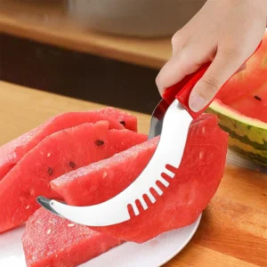 Watermelon Slicer Cutter Stainless Steel Color Non-slip Plastic Wrap Handle Not Hurt Hands Cantaloupe Kitchen Fruit Cutting Tool