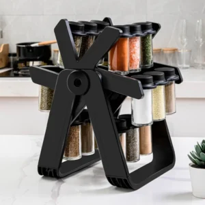 For Rotating Ferris Wheel Glass Seasoning Rack Set Spice Jar Shelf Household Storage Rack