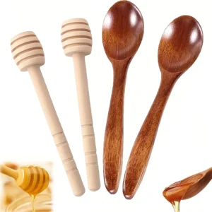 Wooden Honey Spoon Honey Stick Set Dessert Spoon Honey Stir Bar Honey Spoon Mixing Coffee Tea Jam Honey Mixing Stick Kitchen Too