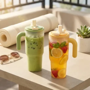 Transparent Plastic Water Bottle With Straw&Strainer Travel Sport Portable Drinking Bottle Large Capacity Heat-resistant Tumbler